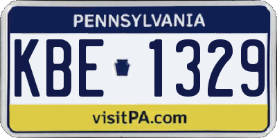 PA license plate KBE1329