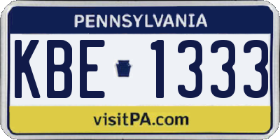 PA license plate KBE1333