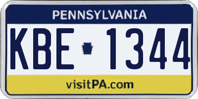 PA license plate KBE1344