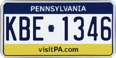 PA license plate KBE1346