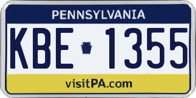 PA license plate KBE1355