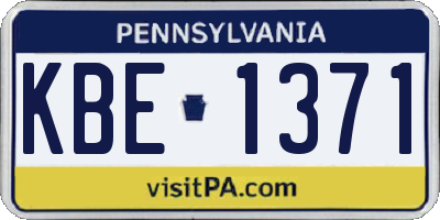 PA license plate KBE1371