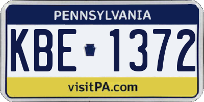 PA license plate KBE1372