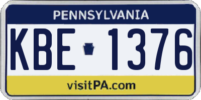 PA license plate KBE1376