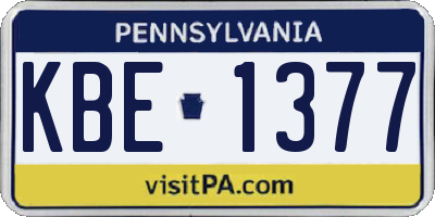 PA license plate KBE1377