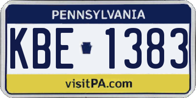 PA license plate KBE1383