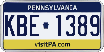 PA license plate KBE1389