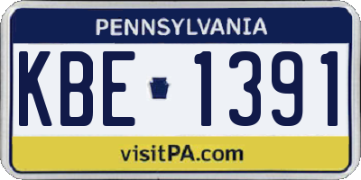 PA license plate KBE1391