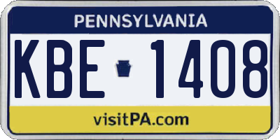 PA license plate KBE1408