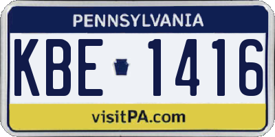PA license plate KBE1416
