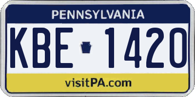 PA license plate KBE1420