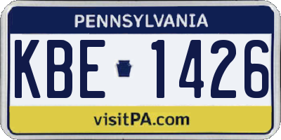 PA license plate KBE1426