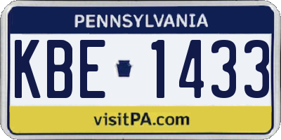 PA license plate KBE1433