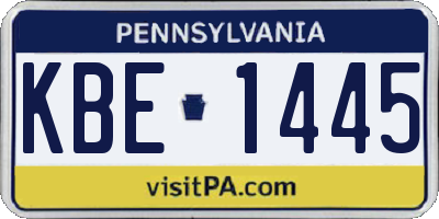 PA license plate KBE1445