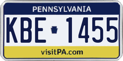 PA license plate KBE1455