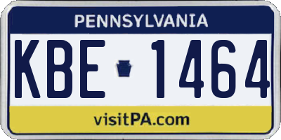 PA license plate KBE1464