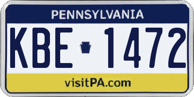 PA license plate KBE1472