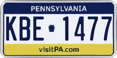 PA license plate KBE1477
