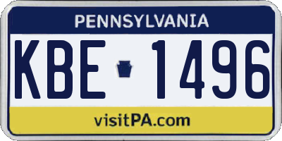 PA license plate KBE1496