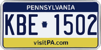 PA license plate KBE1502