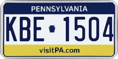 PA license plate KBE1504