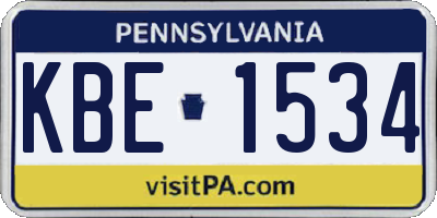 PA license plate KBE1534