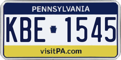 PA license plate KBE1545