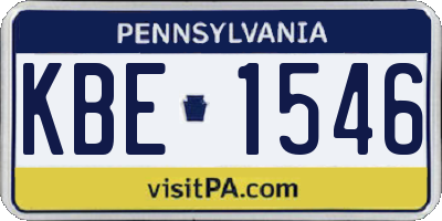PA license plate KBE1546