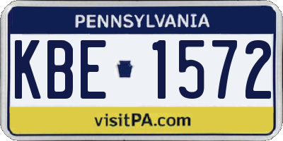 PA license plate KBE1572