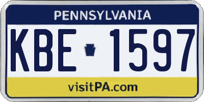 PA license plate KBE1597