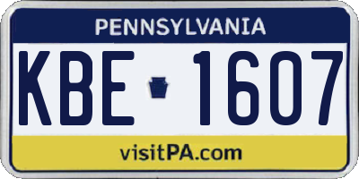 PA license plate KBE1607