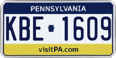 PA license plate KBE1609