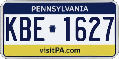 PA license plate KBE1627