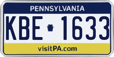 PA license plate KBE1633