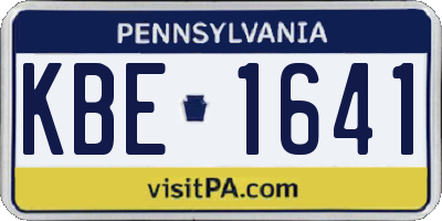 PA license plate KBE1641