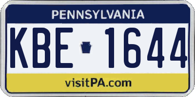 PA license plate KBE1644