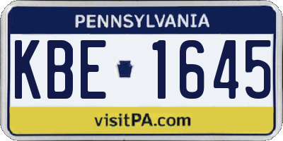 PA license plate KBE1645