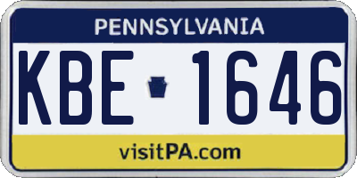 PA license plate KBE1646
