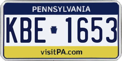 PA license plate KBE1653