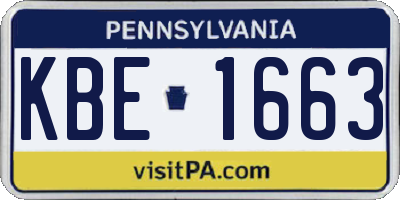 PA license plate KBE1663