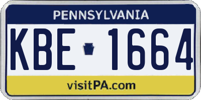 PA license plate KBE1664