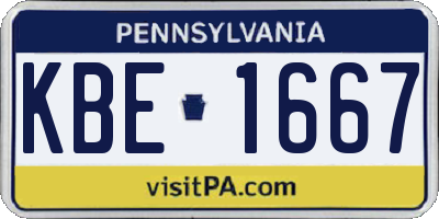 PA license plate KBE1667