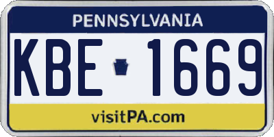 PA license plate KBE1669