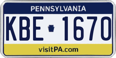 PA license plate KBE1670