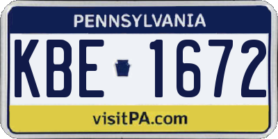 PA license plate KBE1672