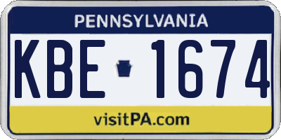PA license plate KBE1674