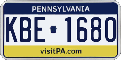 PA license plate KBE1680