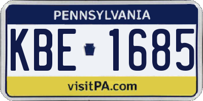 PA license plate KBE1685
