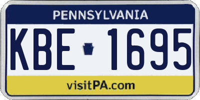 PA license plate KBE1695