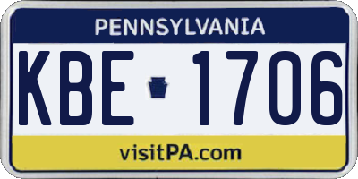 PA license plate KBE1706
